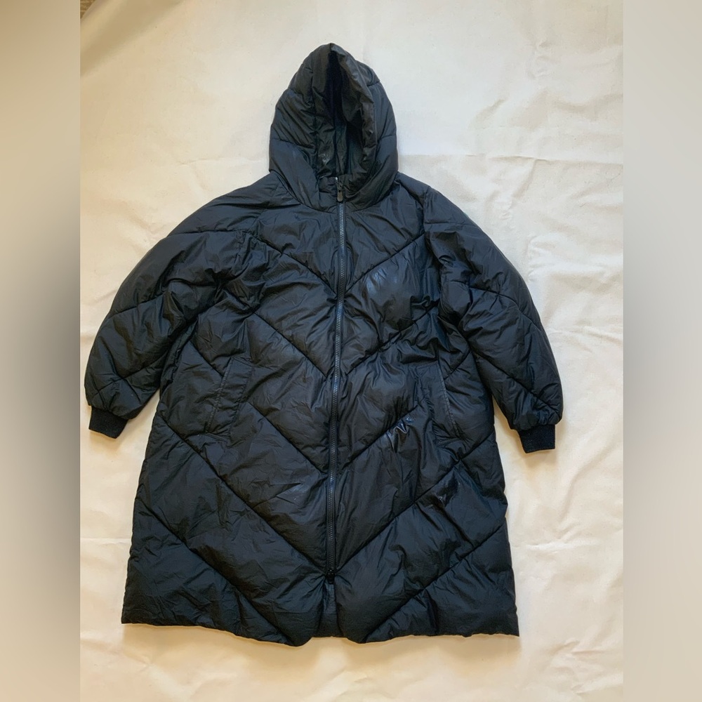 SAVE THE DUCK Women's Black Hooded Puffer Jacket XXL